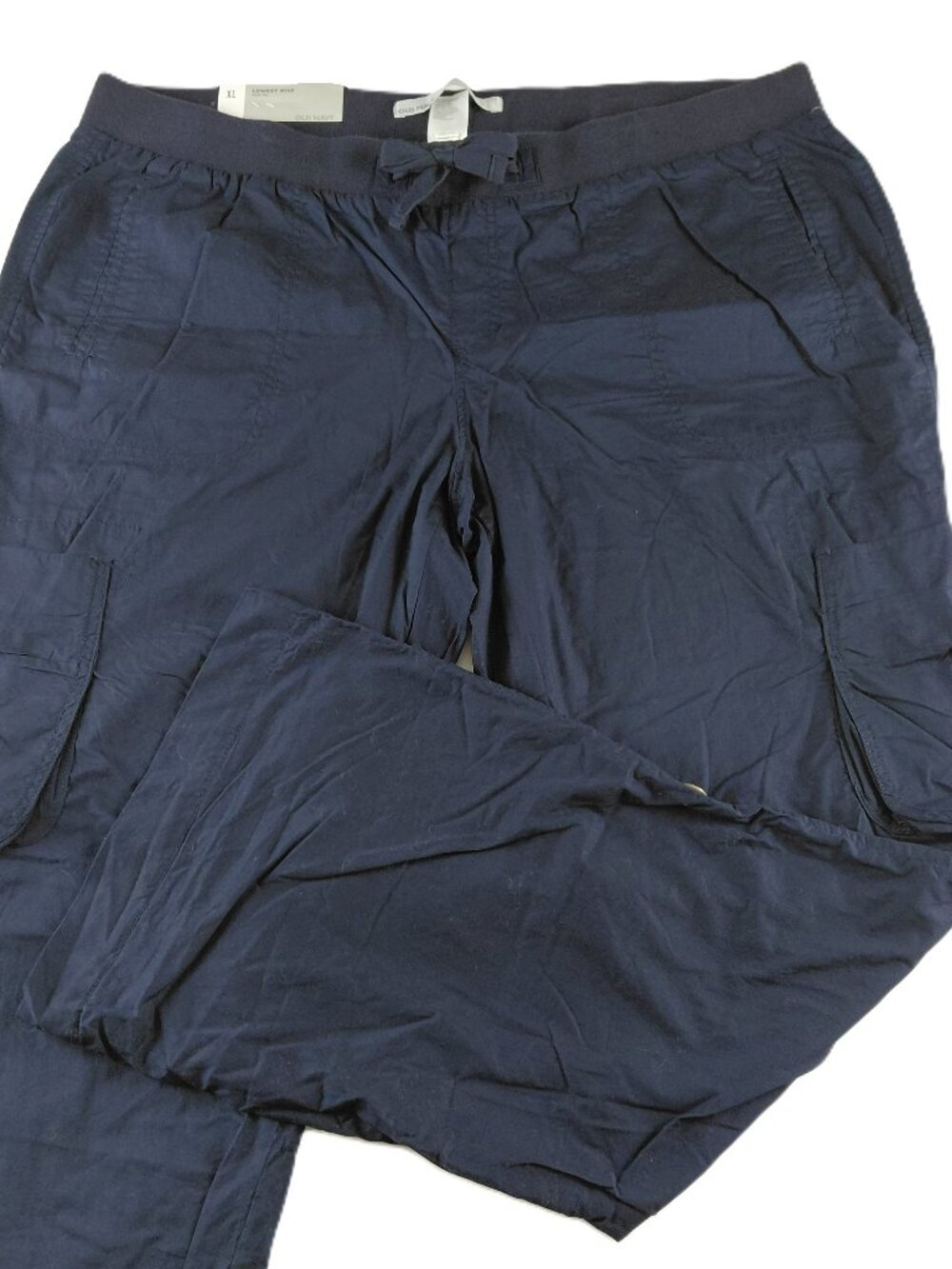 Old Navy Lowest Rise Wide Leg Pant Women's XL Navy Blue Knit Lined Roll Tabs